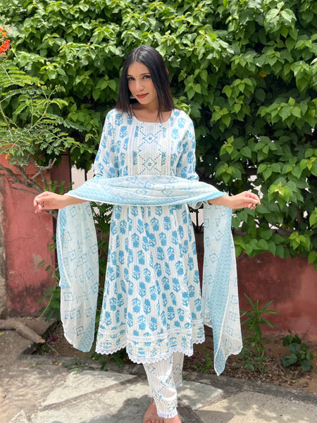 Aasmani Lace suit set - Jonaya
