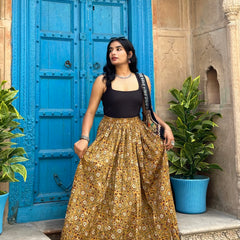 Gold saffron flared skirt - Jonaya