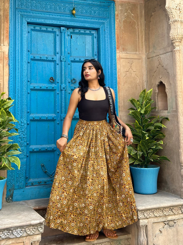 Gold Saffron Flared Skirt - Jonaya