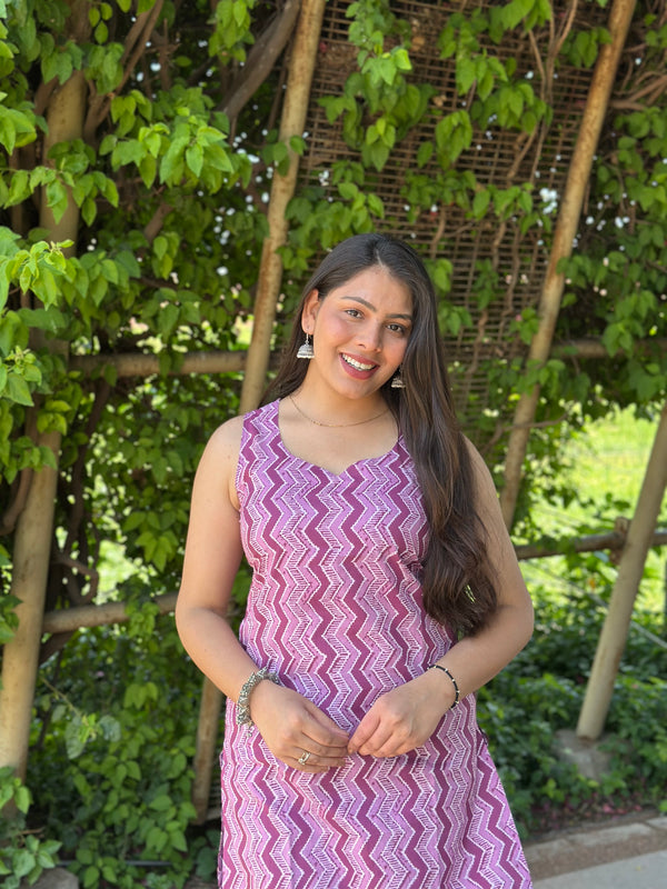 Purple Love Strips Straight Kameez - Jonaya