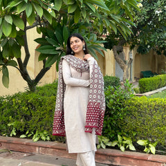 Grey maroon cotton suit set - Jonaya