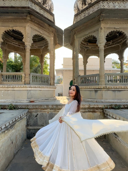 Aafreen Gold Georgette Anarkali set - Jonaya