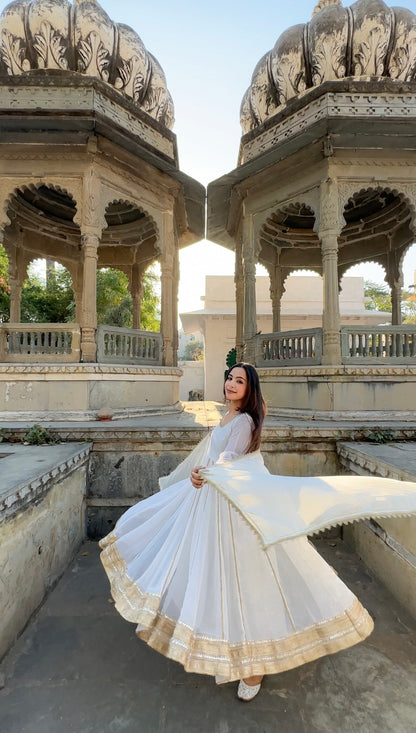 Aafreen Gold Georgette Anarkali set