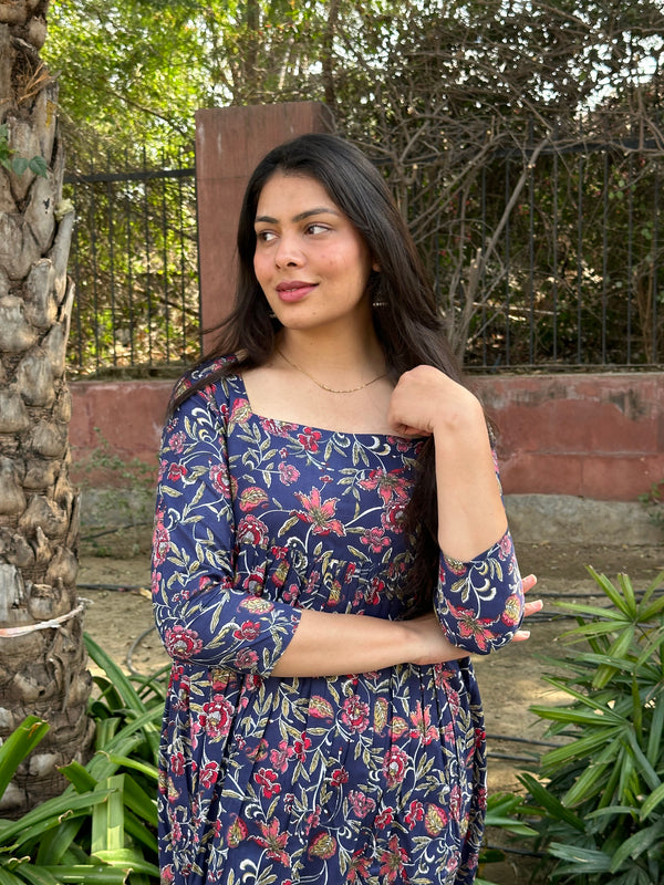 Rosy Indigo Anarkali kameez - Jonaya