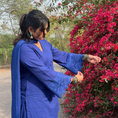 Royal Blue Schiffly Farshi Salwar Set Jonaya