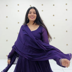 Deep Purple Full Tier Mul cotton Anarkali Jonaya