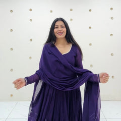 Deep Purple Full Tier Mul cotton Anarkali Jonaya