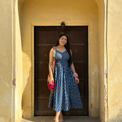 Motif Print Indigo Dress Jonaya