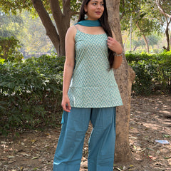 Soft sky printed Farshi salwar set Jonaya