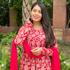 Coral Red mohini suit set - Jonaya