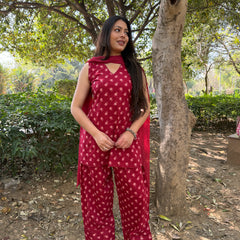 Red lily beige Farshi salwar set Jonaya