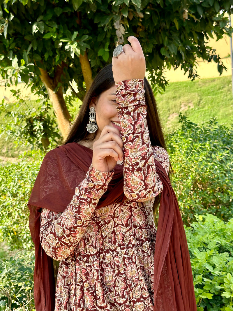 Kalamkari Anarkali set - Jonaya