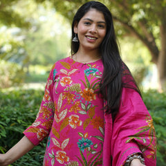 Blooming Pink straight suit set - Jonaya