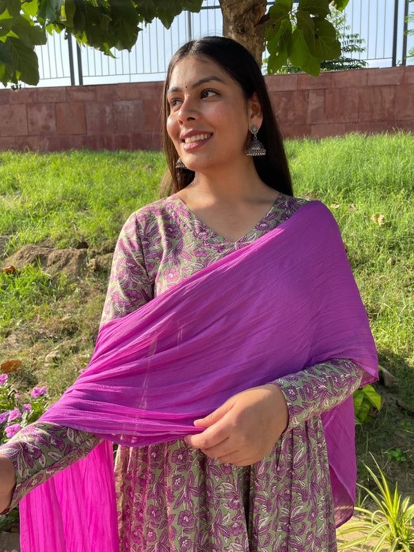 Purple Green Mohini Suit Set - Jonaya