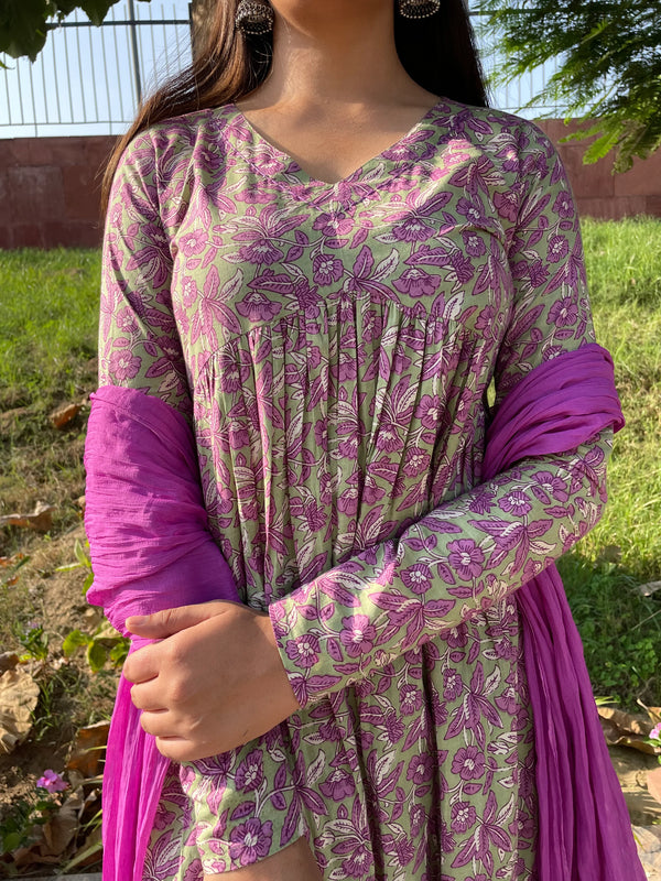 Purple Green Mohini Suit Set - Jonaya
