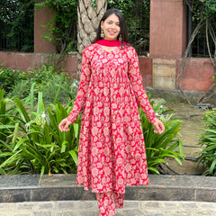 Coral Red mohini suit set - Jonaya