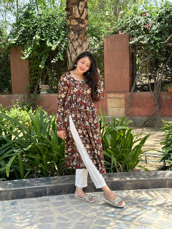 Breezy Brown Kameez - Jonaya