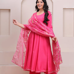 Peach Gotta patti heavy flare suit set Jonaya