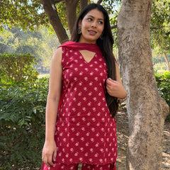 Red lily beige Farshi salwar set Jonaya