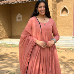 Peach black Embroidery Anarakali