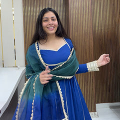 Sweetheart green blue gota Anarkali set Jonaya