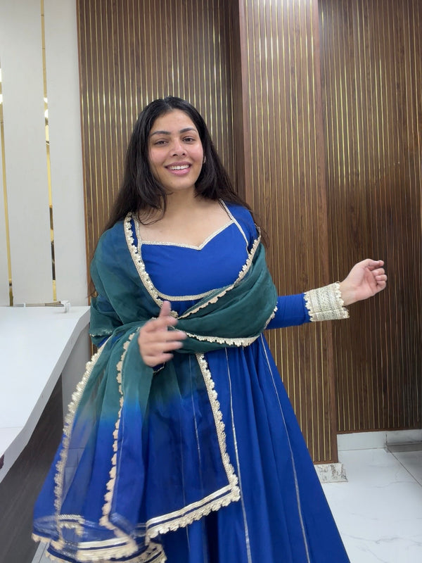 Sweetheart green blue gota Anarkali set Jonaya