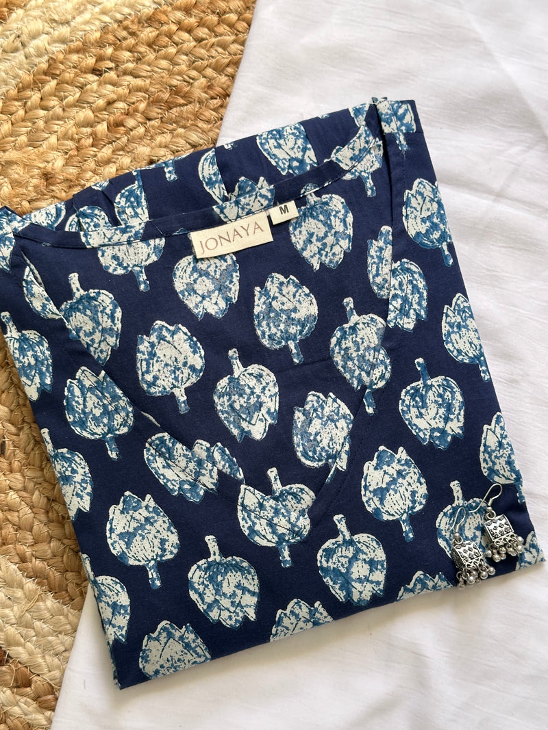 Blue lotus full sleeves peplum top - Jonaya