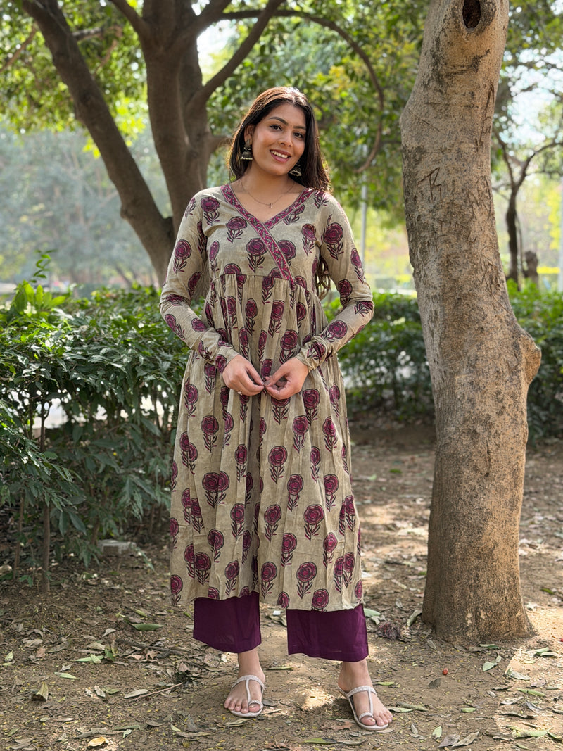 Grey wine Fool kameez Jonaya