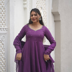 Purple bloom Anarkali set Jonaya