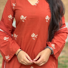 Rust Embroidered coord set