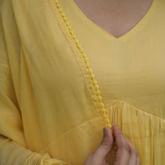 Butter yellow mul cotton flair suit set Jonaya