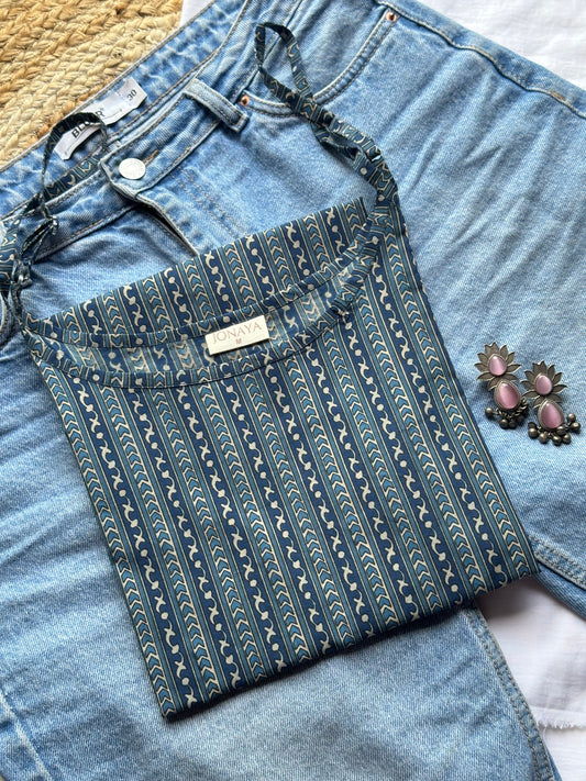 Candy blue strap kurti