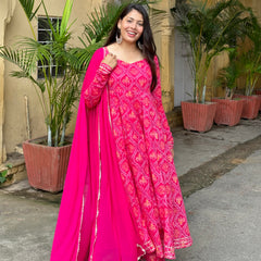 Bandhani Anarkali suit set - Jonaya