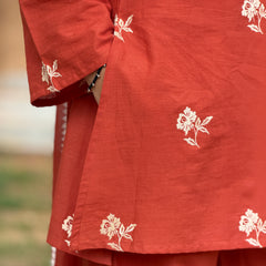 Rust Embroidered coord set