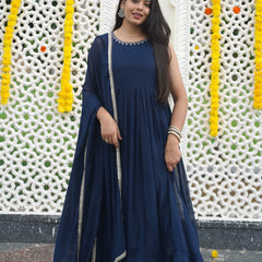 Indigo Gold blush Georgette Anarkali Jonaya