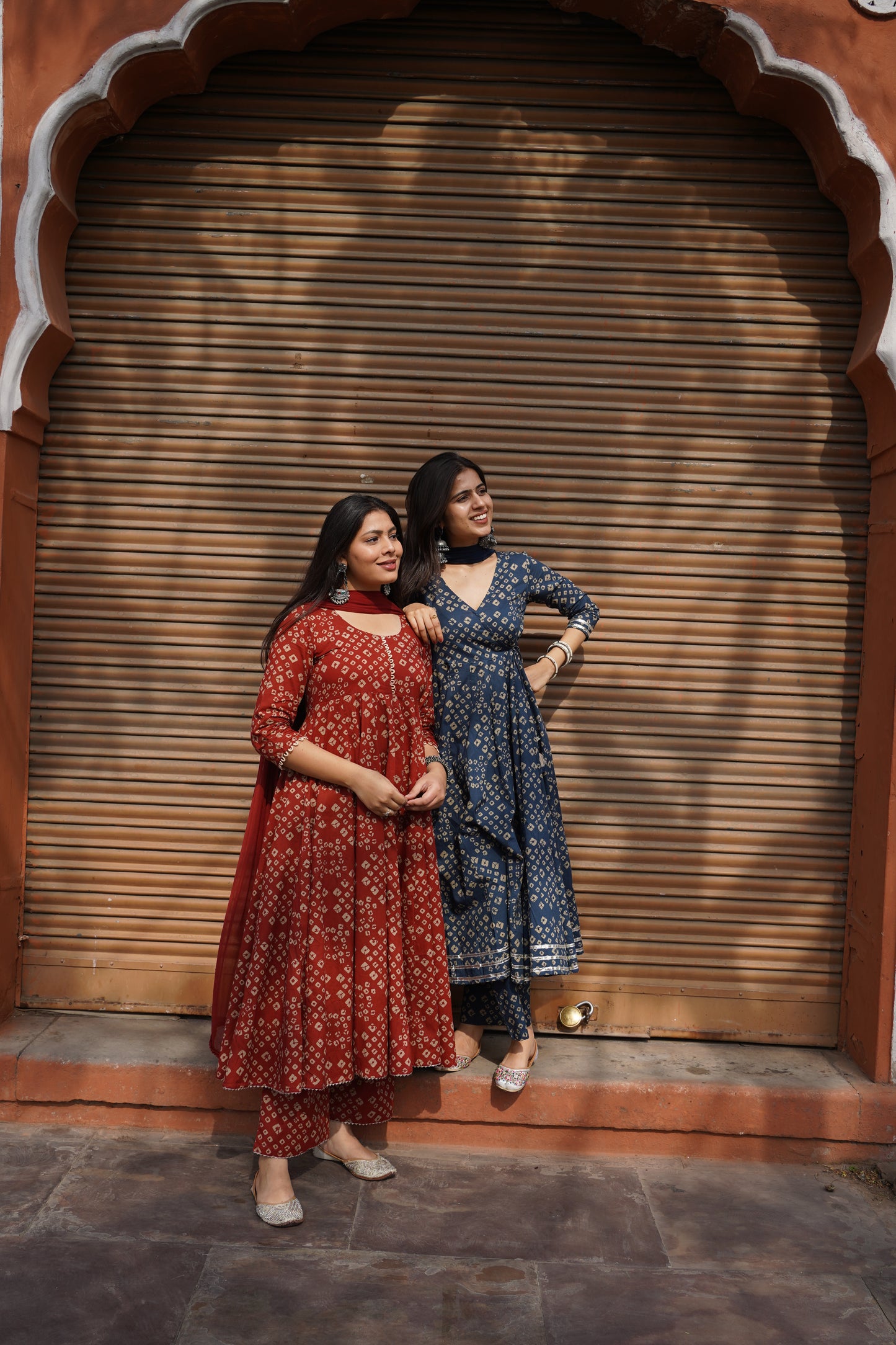 Blue bhandej flare suit set
