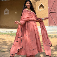 Peach black Embroidery Anarakali