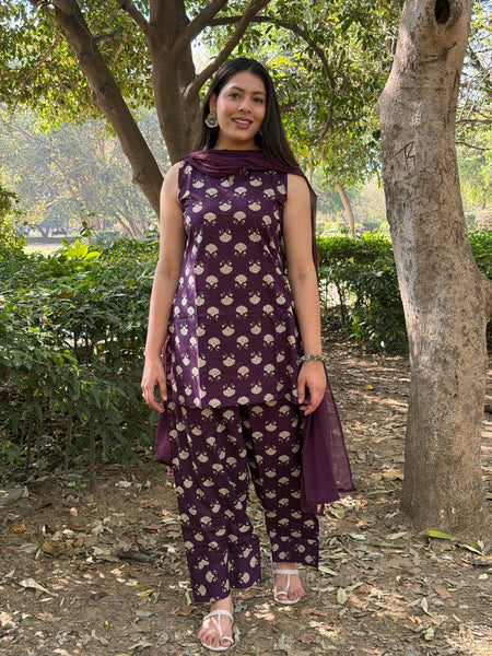 Vibrant Purple Farshi Salwar Set Jonaya