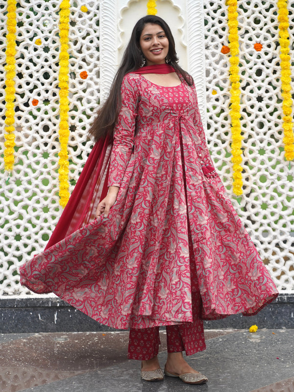 Soft Pink Anarkali Shrug Set - Jonaya