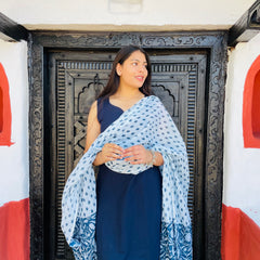 Solid kurta pant set with block print dupatta - Jonaya