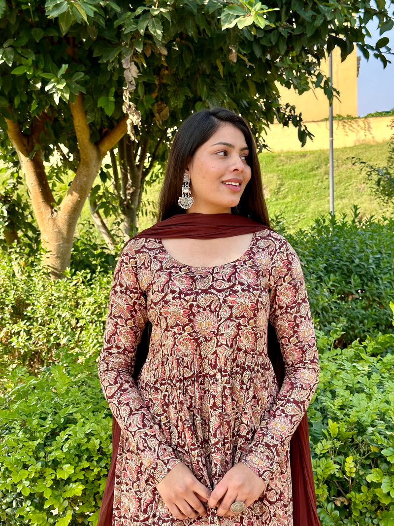 Kalamkari Anarkali set - Jonaya