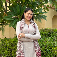Grey maroon cotton suit set - Jonaya