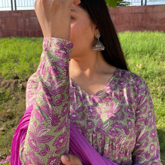 Purple green mohini suit set - Jonaya