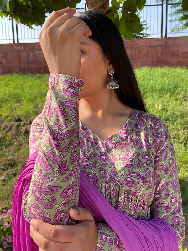 Purple Green Mohini Suit Set - Jonaya