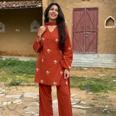 Rust Embroidered coord set
