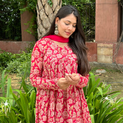 Coral Red mohini suit set - Jonaya