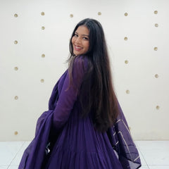 Deep Purple Full Tier Mul cotton Anarkali Jonaya