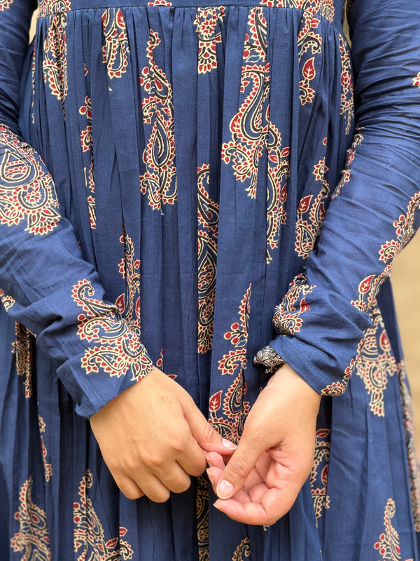 Navy beige boota kameez