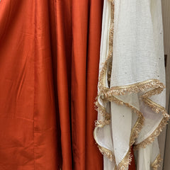 Rust Orange Hand embroidered Lux Anarkali Jonaya
