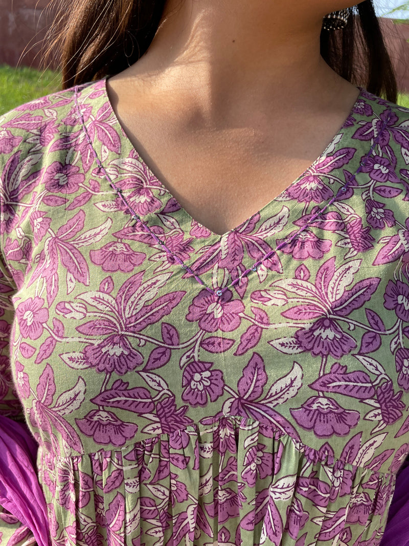 Purple green mohini suit set - Jonaya